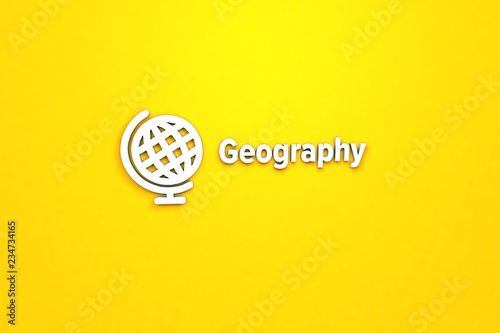 Fotografia Illustration of Geography with light blue text on yellow background