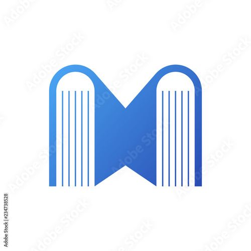 Logotipo Con Letra M Con Libros En Color Azul Buy This