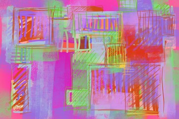 Wall Mural - Abstract grid geometric boxes rectangles landscape of imaginary city scape  or shapes background