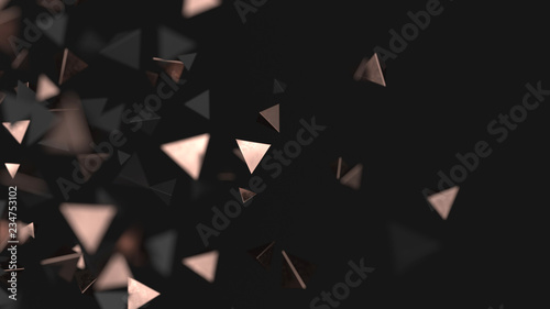 Fotomural Abstract triangle particles. Pink gold and black