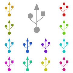 Poster - Usb sign icon in multi color. Simple glyph vector of web set for UI and UX, website or mobile application