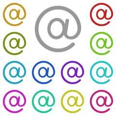 Poster - email sign icon in multi color. Simple glyph vector of web set for UI and UX, website or mobile application