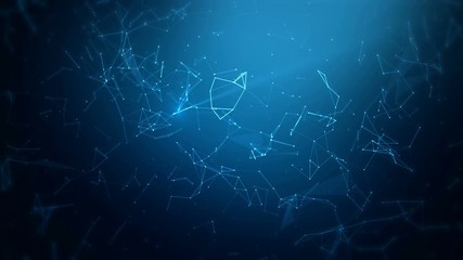 Abstract digital communication and technology blue background plexus with lines and dots. 4K motion graphic.