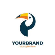 Bird Toucan Logo Icon Symbol. Clean Shape Toucan Bird Head Vector Logo