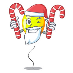 Poster - Santa with candy Yellow balloon isolated on for mascot