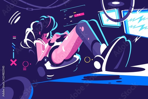 Zdjęcie XXL Plakat w stylu płaski profesjonalnego gracza komputerowego