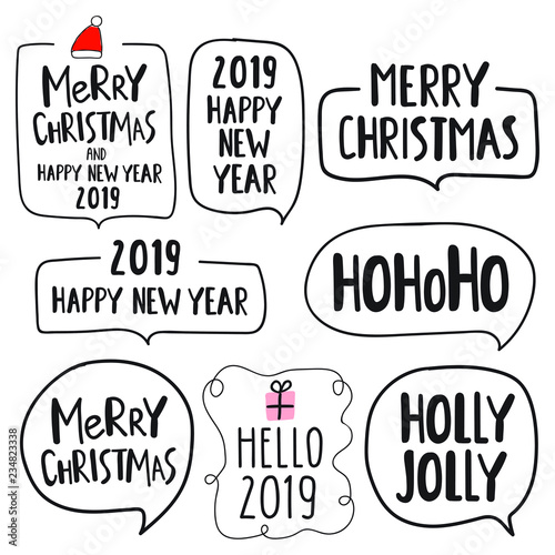 Set Of Hand Drawn Lettering Funny Quotes For Merry Christmas And
