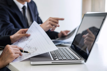 Poster - Business team investment working with computer and analysis graph stock market trading with stock chart data, business and technology concept