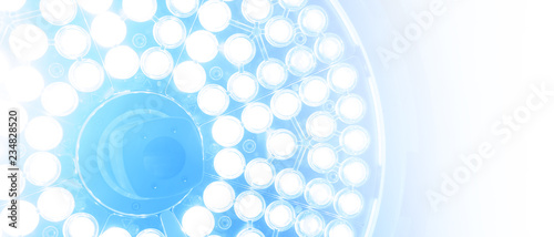 Fotomural surgical lamps in operation room take with art lighting and blue filter