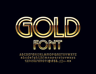 Aufkleber - Vector chic Gold Font. Elegant set of beautiful Letters, Numbers and Symbols.
