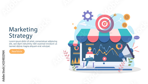 Cuadros en Lienzo digital marketing strategy concept with tiny people character