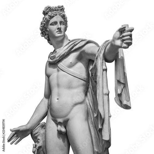 Cuadros en Lienzo Famous roman greek copy of Apollo di belvedere sculpture isolated on white backg