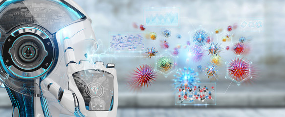 Poster - Cyborg creating and analyzing nanovirus 3D rendering