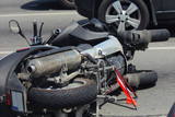 Fototapeta Dmuchawce - Car crash collision accident with scooter, motor bike