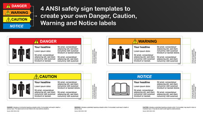 ANSI safety sign template to create your own Danger, Caution, Warning and Notice labels