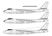 Combat Aircraft. Boeing B-47 STRATOJET. Outline Drawing