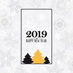 2019 Happy New Year. greeting, invitation or menu cover. vector illustration