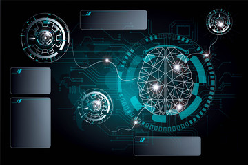 Sticker - science big data visualization. futuristic artificial intelligence . cyber mind aesthetic design con