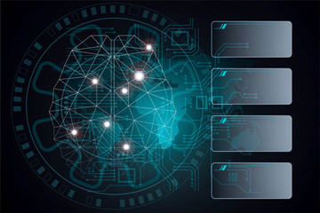Sticker - science big data visualization. futuristic artificial intelligence . cyber mind aesthetic design con