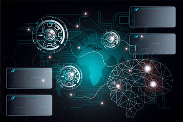 Sticker - science big data visualization. futuristic artificial intelligence . cyber mind aesthetic design con