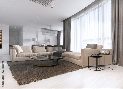 Modern Light Contemporary Living Room With Large Corner Sofa