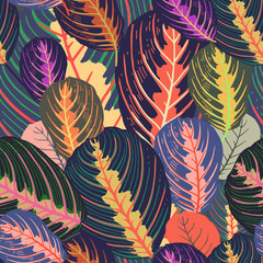 Tropical leaves seamless pattern.