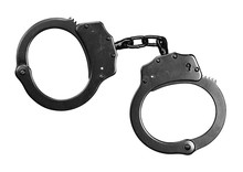 Old Black Metal Handcuffs Isolated With Clipping Path