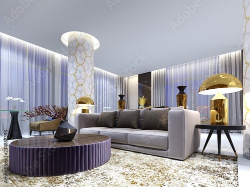 Reception And Lounge Area In Hotel Luxury Sofa With Two Armchair Lounge Area In Hotel Luxury Sofa