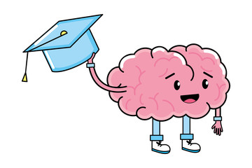 Wall Mural - cute brain cartoon