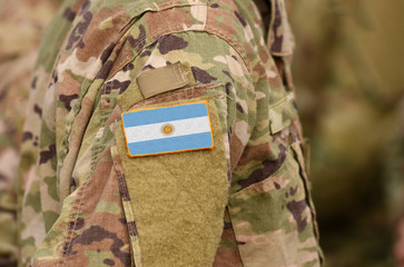 Flag of Argentina  on soldiers arm (collage).