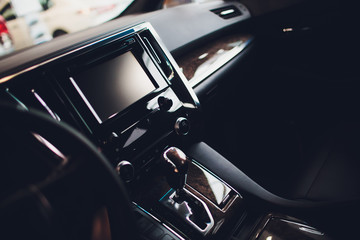 automatic transmission gear level with double-clutch. modern interior.