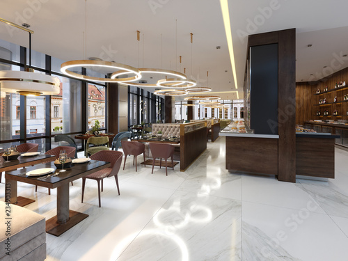 Cozy Luxury Interior Of Restaurant Comfortable Modern