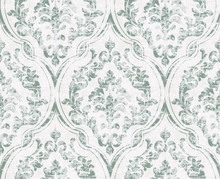 Vintage Flourish Ornamented Pattern Vector. Victorian Royal Texture. Flower Decorative Design. Light Green Color Decors