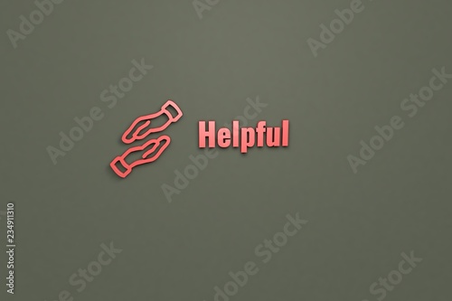 Fotografía Illustration of Helpful with red text on grey background