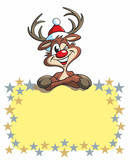 Fototapeta Na drzwi - Cartoon, Rudolf das Rentier über Sternentafel