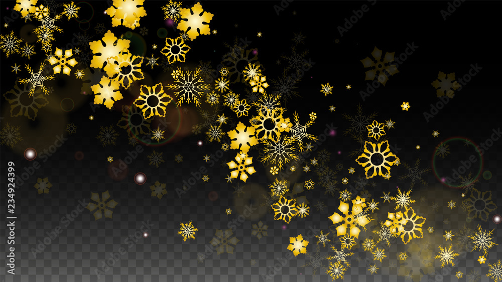 Christmas Vector Background with Gold Falling Snowflakes Isolated on ...