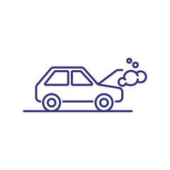Poster - Car breakdown line icon. Vehicle and smoking engine. Car service concept. Can be used for topics like mechanic help, danger, road recovery service