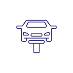 Poster - Service station line icon. Vehicle on lift, lifted car, garage. Car service concept. Can be used for topics like breakdown, diagnostics, maintenance