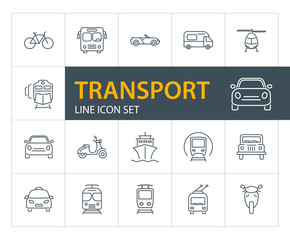Aufkleber - Transport line icon set. Train, ship, helicopter. Transportation concept. Can be used for topics like vehicles, trip, travel