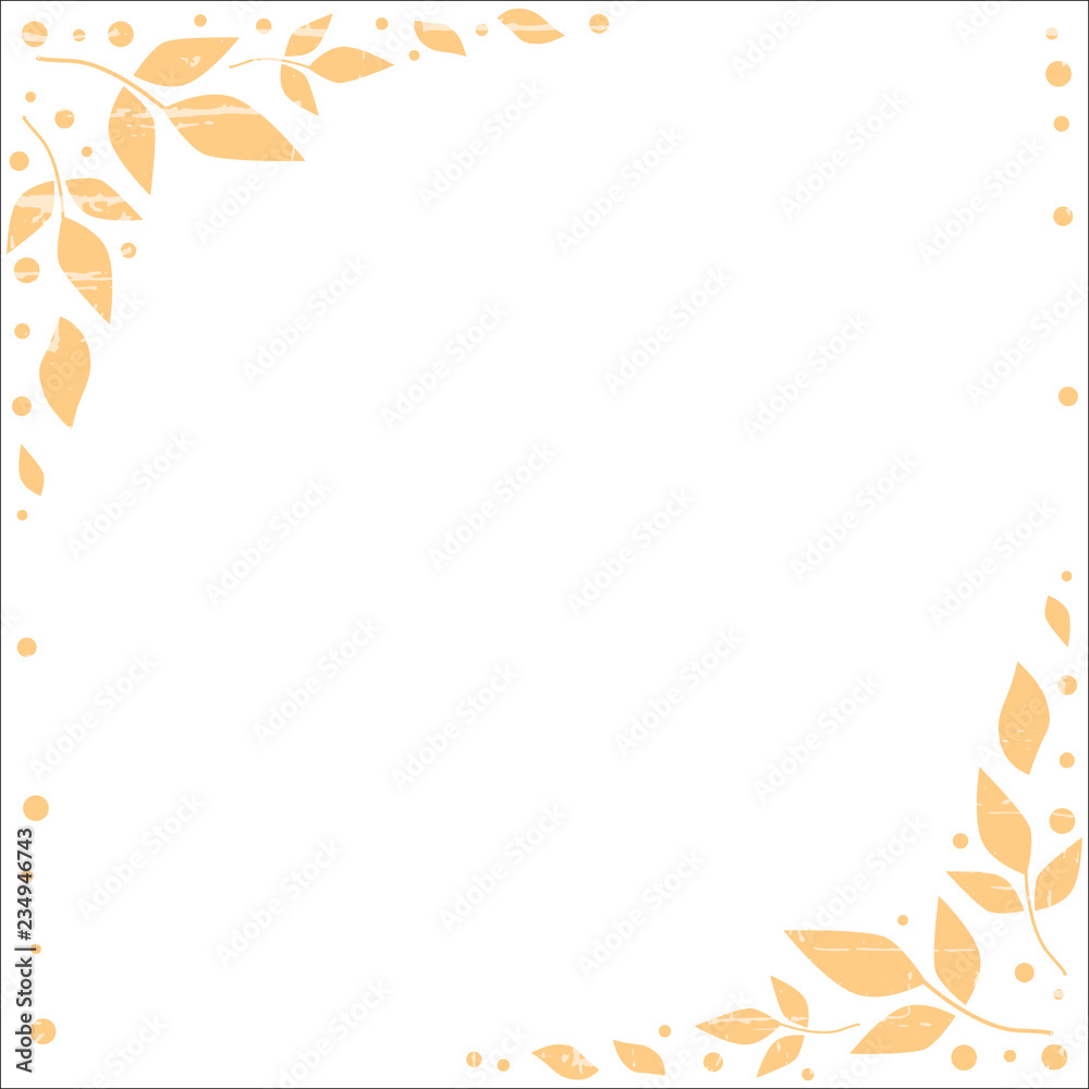 White background with decorative edges of orange leaves and dots for  decoration, scrapbooking paper, sheet of book or notebook, wedding,  invitation, greeting card, text Stock Vector | Adobe Stock, image size:1000x1000