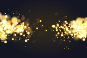 Wall Mural - Abstract defocused circular golden bokeh sparkle glitter lights background. Magic christmas background. Elegant, shiny, metallic gold background. EPS 10.