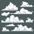 Cloud set, cartoon vector illustration isolated on gray background