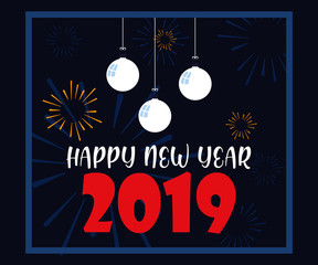 Sticker - happy new year 2019 lettering