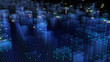 © Vitaly - 3D Rendering technological digital background consisting of a futuristic city with data
