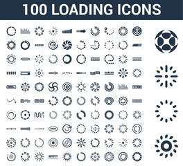 Poster - 100 Loading universal icons set with Loading,