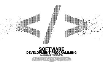 Fototapete - Vector software development programming tag icon with square dot pixel. Concept for Programming language technology and coding.