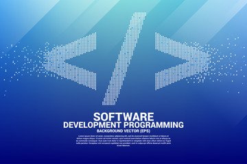 Fototapete - Vector software development programming tag icon with square dot pixel. Concept for Programming language technology and coding.