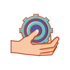 Poster - hand with gear machinery isolated icon