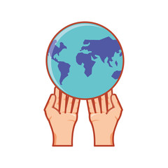 Wall Mural - hands with earth planet isolated icon