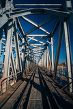 Fototapeta Most - Railway track on steel railway bridge over Voronezh river